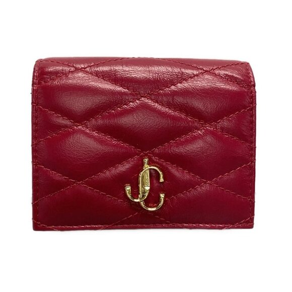 Auth JIMMY CHOO - Raspberry Leather Bifold Wallet - Picture 1 of 5